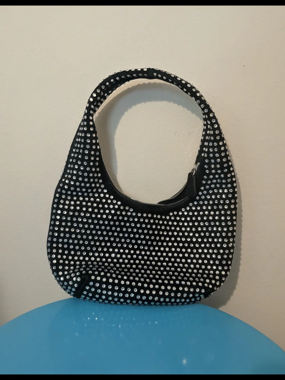 Madewell Black Rhinestone-Studded Hobo Shoulder Bag